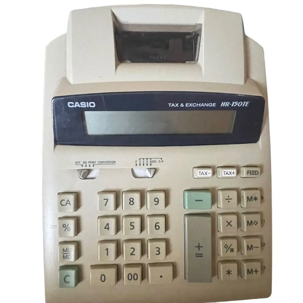 CASIO VINTAGE RARE CALCULATOR PRINTER HR-150TE BIG 12 DIGIT W/BATTERIES‎ NO CORD